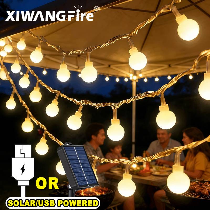 String Light Outdoor - Lampki solarne/USB/bateryjne, 3-10M, kule LED, wodoodporne,