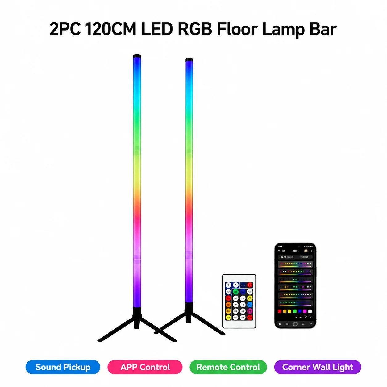 Room Decor Lighting Lamp - 2 sztuki narożnych lamp podłogowych LED