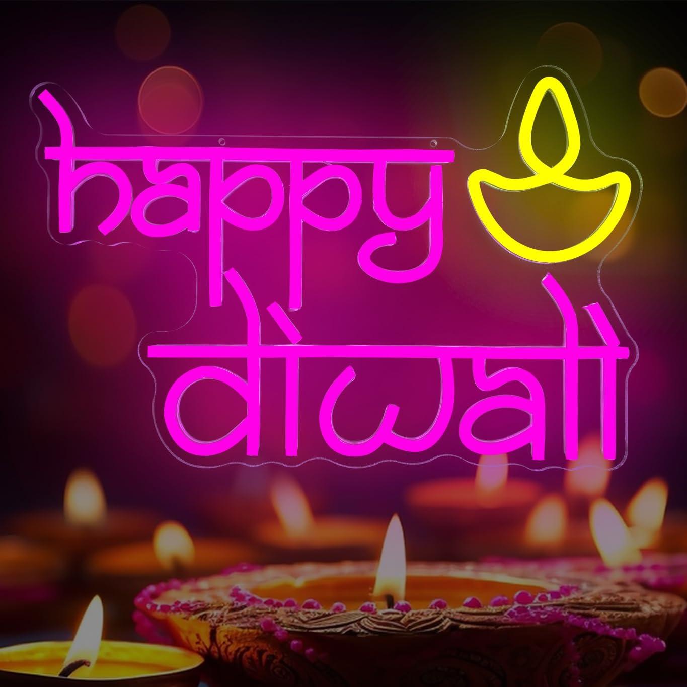 Lighting Decoration For Diwali - Świecący neonowy znak Happy Diwali, zasilany