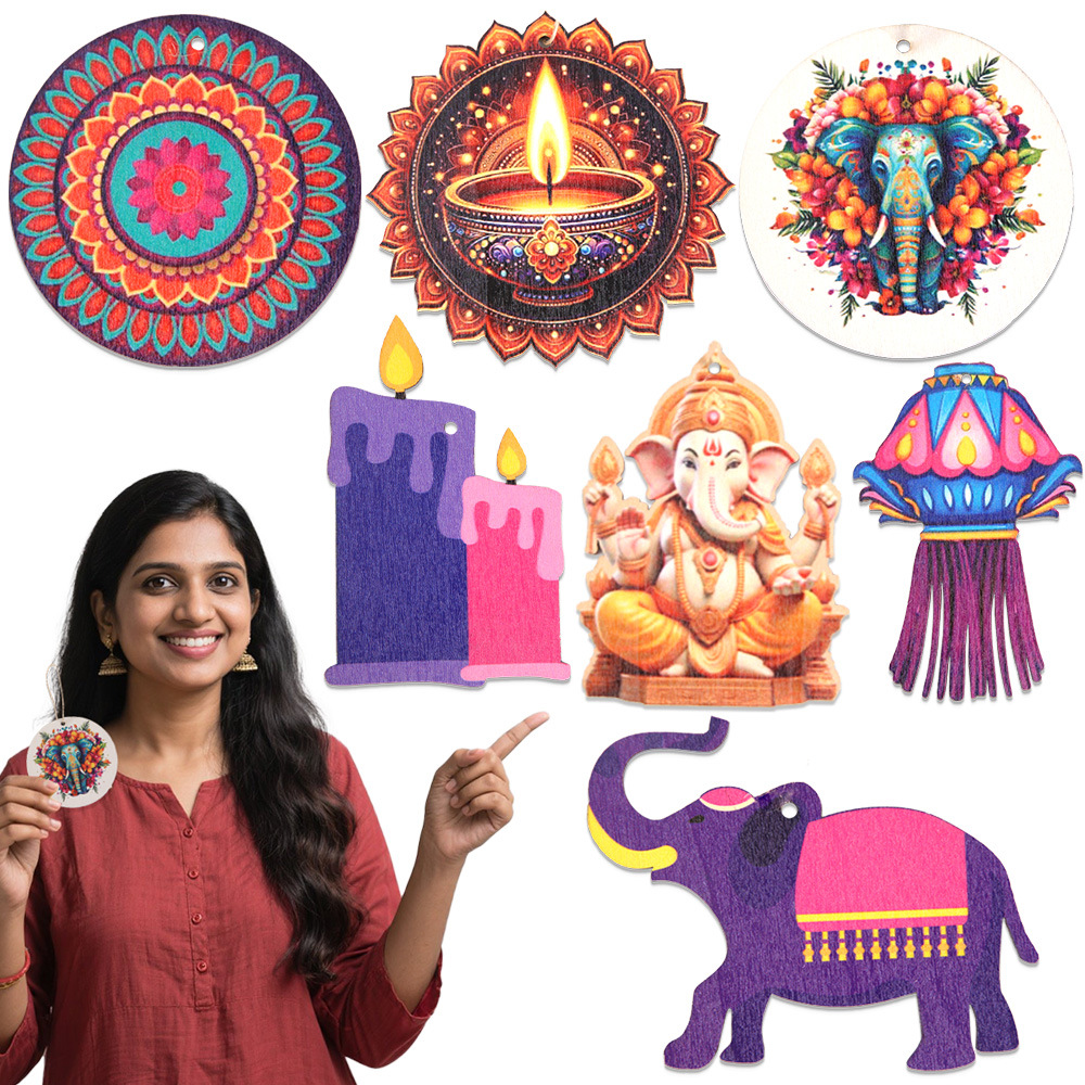 Lighting Decoration For Diwali - Dekoracje Diwali - Drewniane wieszaki na