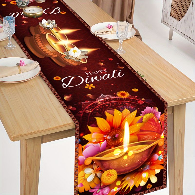 Lighting Decoration For Diwali - VIKAMA Bieżnik na stół Happy Diwali,