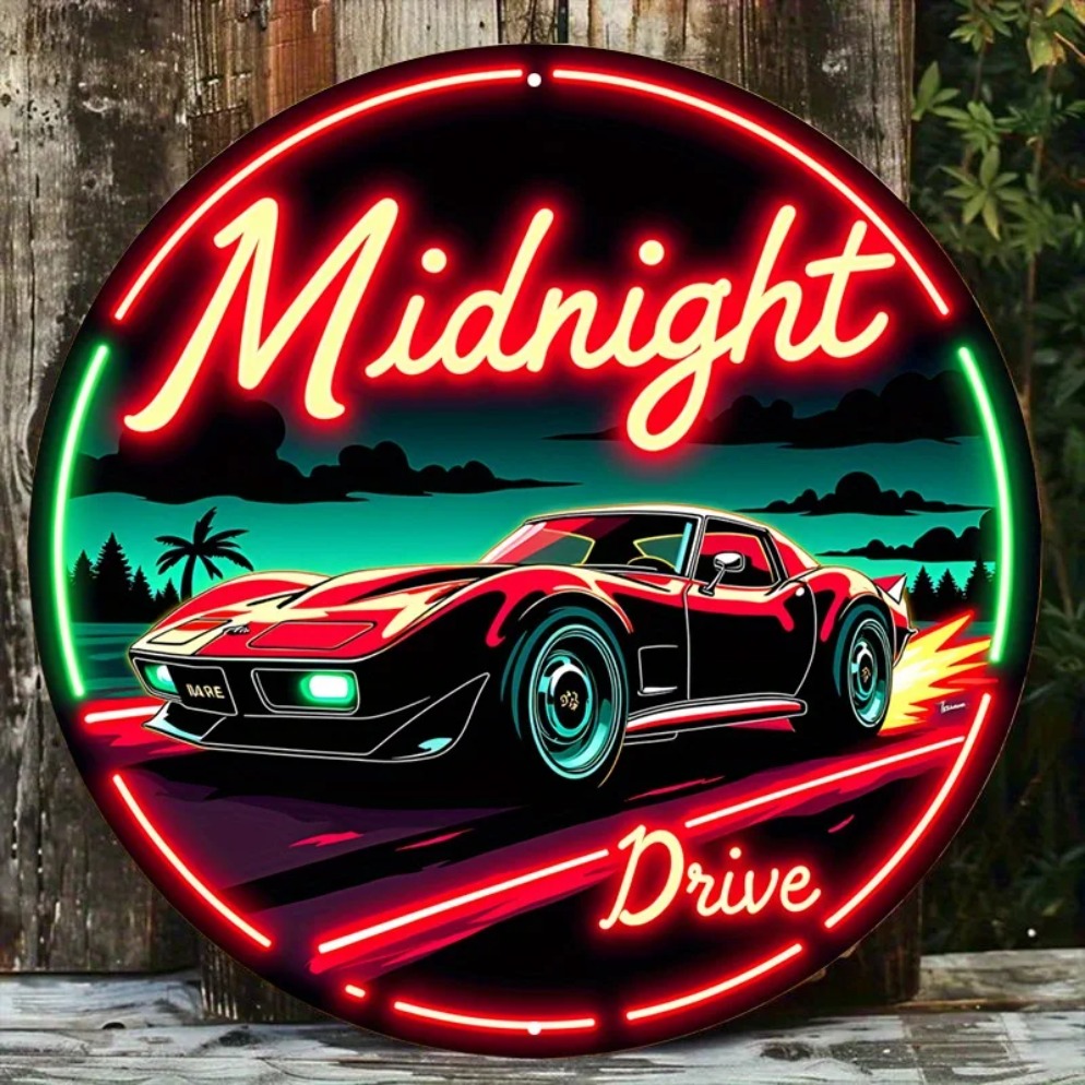 Lighting Decor Items - Vintage Neon Car Sign Midnight Drive