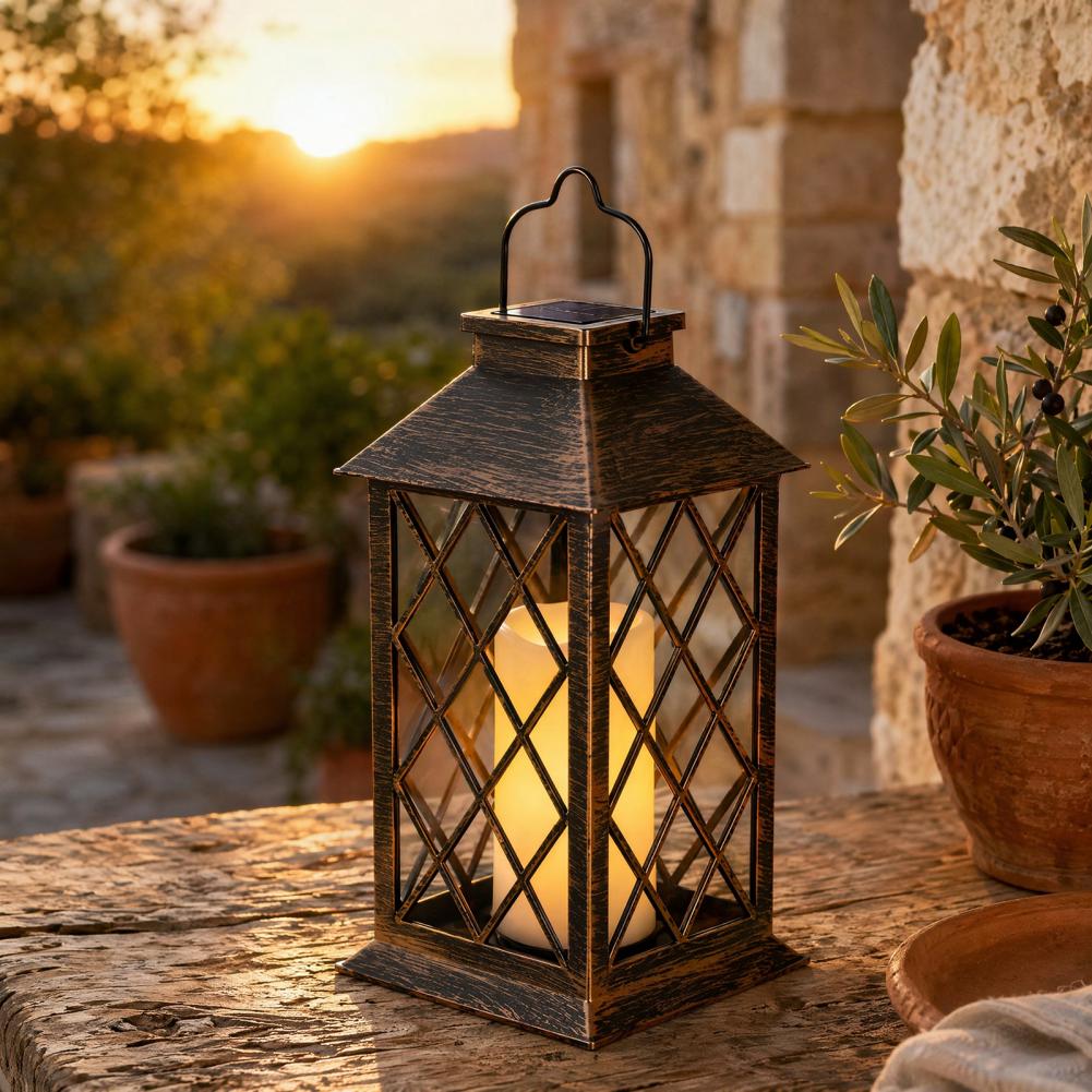 Garden Lighting Decor - Retro Lampion Solarny, Zewnętrzna Lampa Solarna