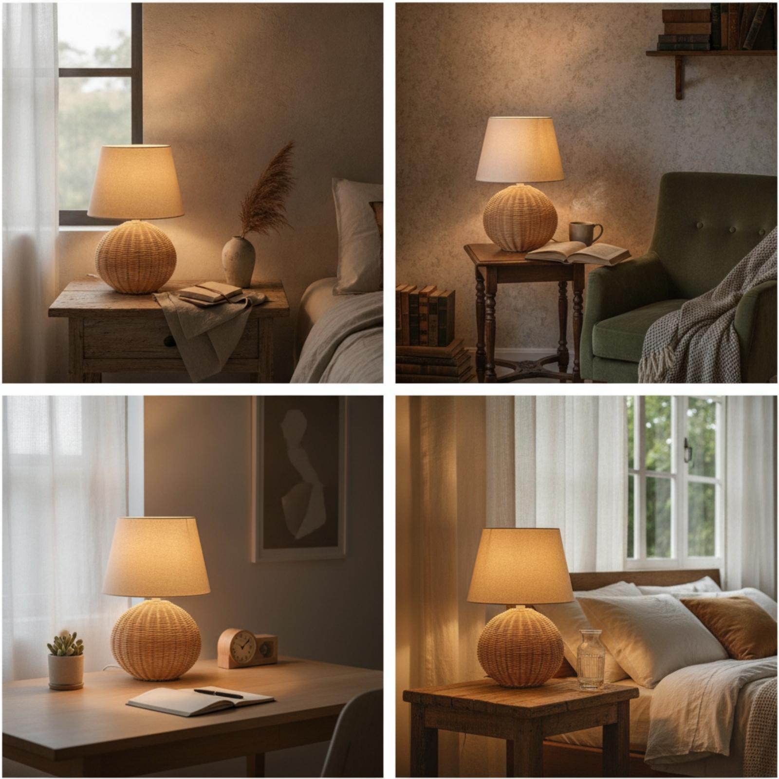 Lampka nocna z rattanową podst – Lighting Decor Living Room recenzja i cena