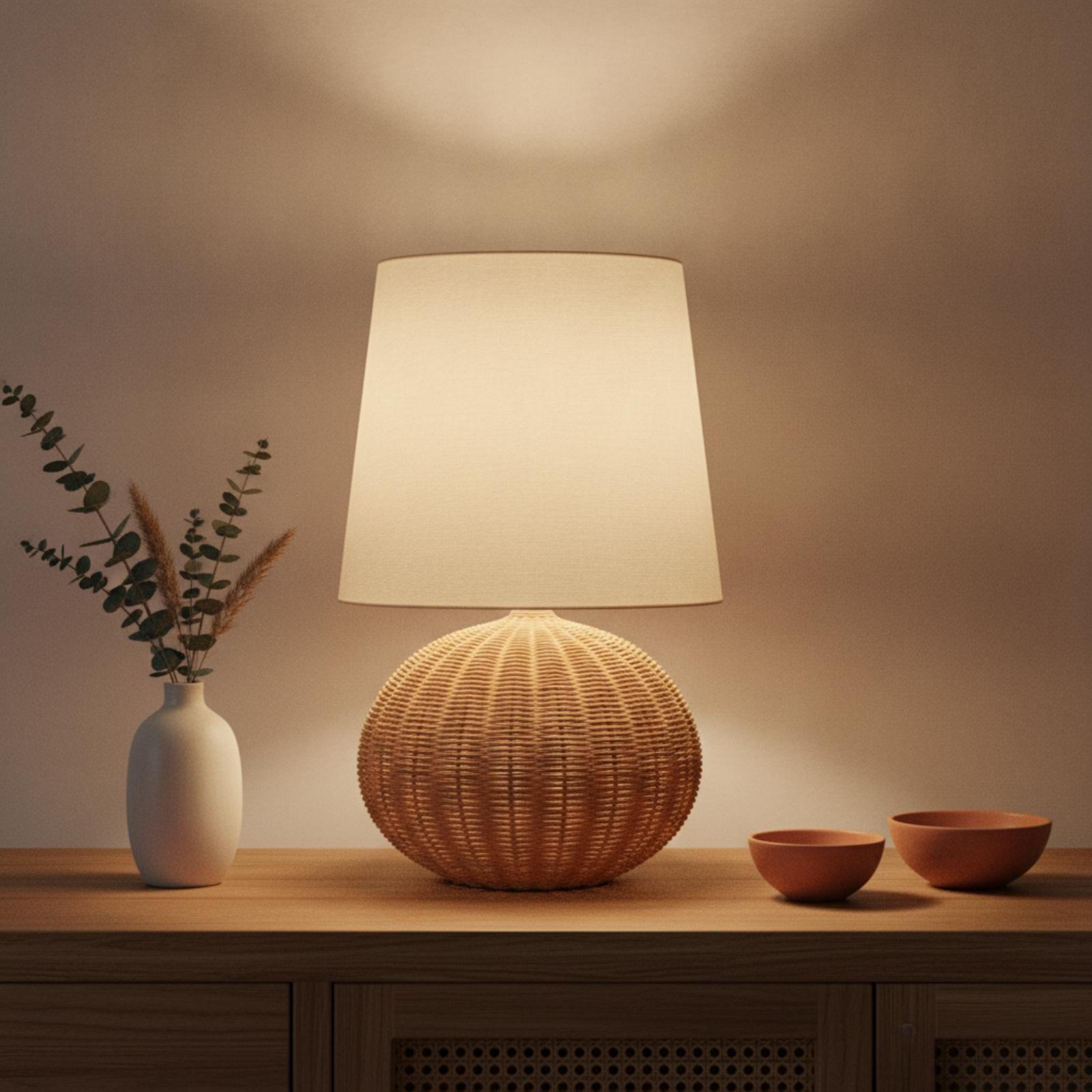Lampka nocna z rattanową podst – Lighting Decor Living Room recenzja i cena