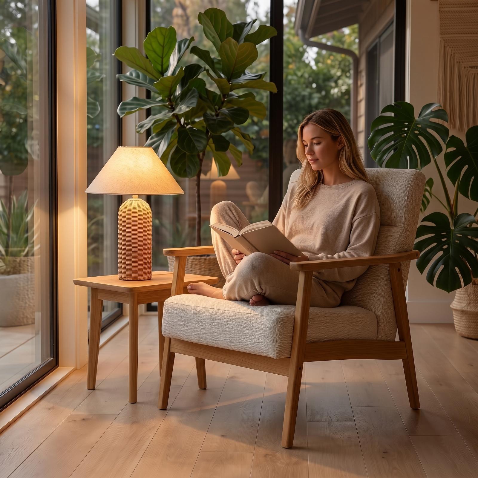 Lampka nocna z rattanową podst – Lighting Decor Living Room recenzja i cena