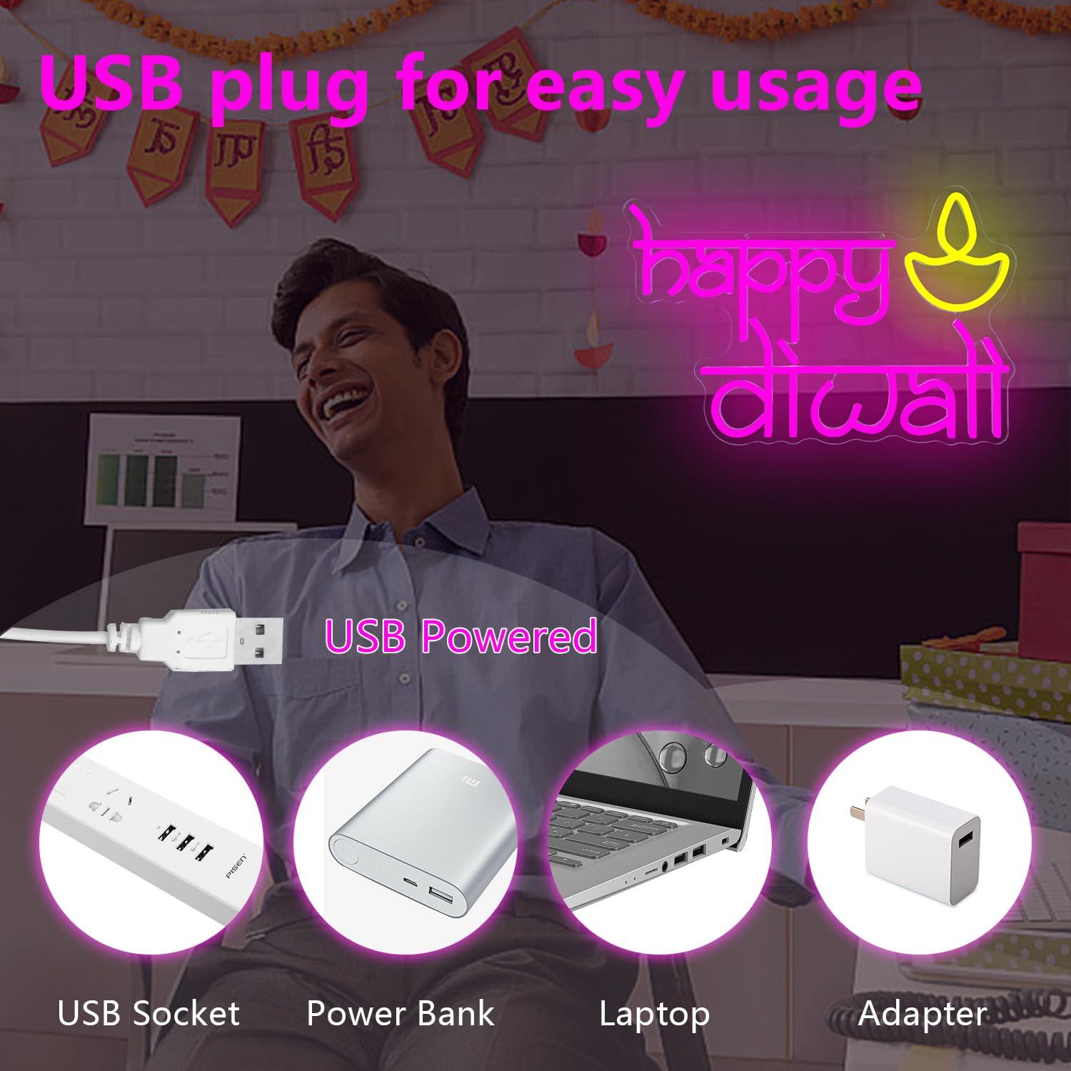 Świecący neonowy znak Happy Di – Lighting Decoration For Diwali recenzja i cena