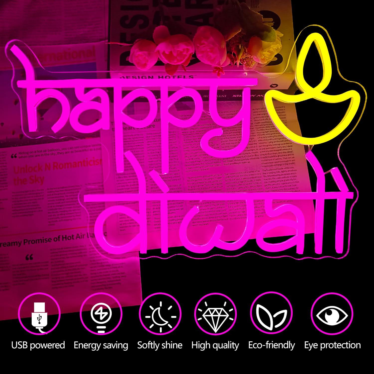 Świecący neonowy znak Happy Di – Lighting Decoration For Diwali recenzja i cena