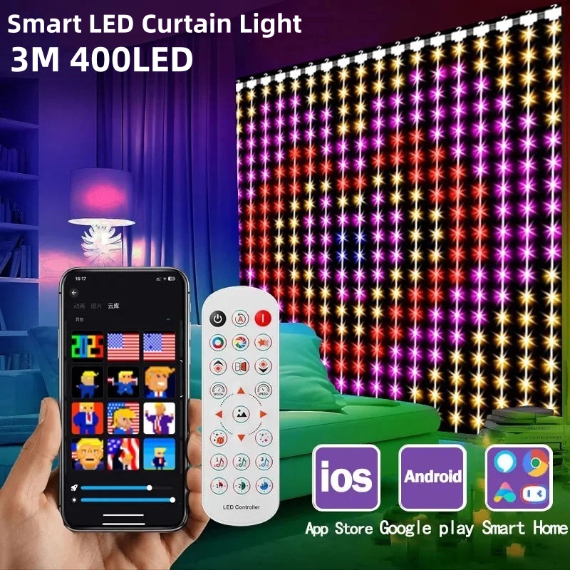 400 LED Inteligentne Lampki Ku – Fairy Light Curtain recenzja i cena