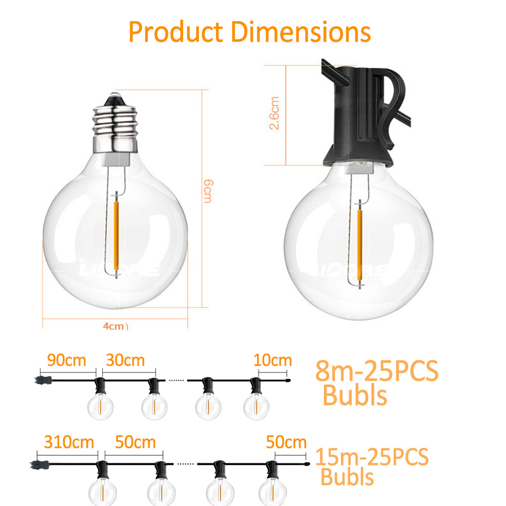 Lampki sznurkowe G40 8M/15M, 2 – String Light Outdoor recenzja i cena