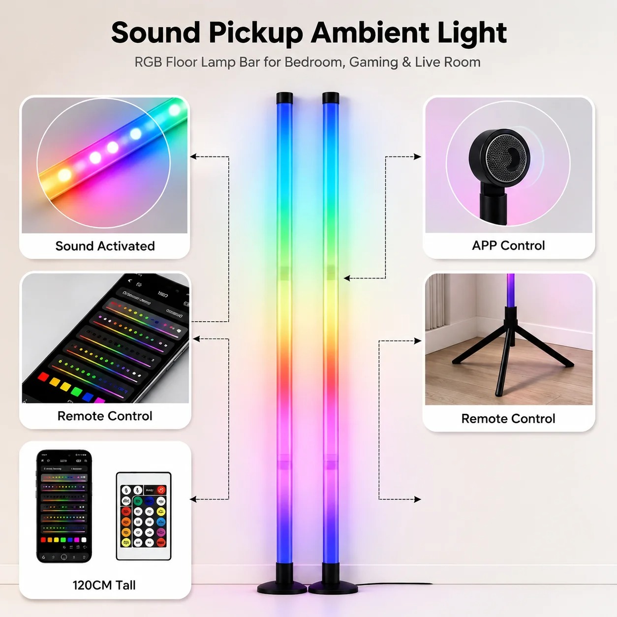 2 SZT. Lampa podłogowa RGB 120 – Room Decor Lighting Lamp recenzja i cena